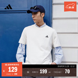 adidas情侣休闲纯棉上衣圆领短袖T恤男女夏季阿迪达斯官方轻运动 米白 2XL