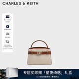 CHARLES&KEITH鳄鱼纹凯莉包手提斜挎婚包包女包生日礼物新年礼物CK2-50270880-1 CK2-50270880-2灰褐色/米色（新色） S