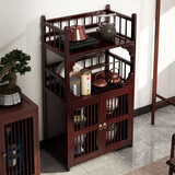 九夫人博古架实木中式多宝阁摆件展示架茶柜茶具茶叶收纳架子客厅置物架 茶叶架四层50花梨木色【性价比首选】