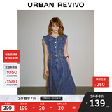 UR2025夏季新款女装复古牛仔荷叶边牛仔连衣裙UWG850114 蓝色1 XS