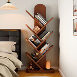 家逸实木树形书架落地置物架客厅一体靠墙转角书架创意书柜多层收纳架