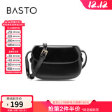 百思图商场同款时尚百搭潮流复古迷你马鞍包单肩斜挎包女X2782DX2 黑色 F