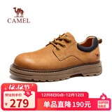 骆驼（CAMEL）低帮工装鞋秋季英伦皮革休闲男士马丁鞋 G15A076064 驼色 39