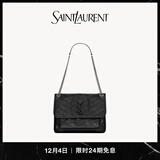 YSL圣罗兰【24期免息】女士NIKI中号复古皮革手袋 黑色 U