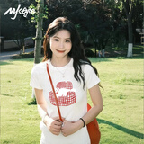 MJ STYLE白色正肩短袖t恤女2026新款夏季韩版小众设计感修身显瘦半袖上衣