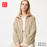 优衣库女装男装长绒摇粒绒拉链茄克/长袖外套夹克冬新款479611 30 浅米色 S