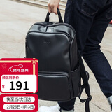 高尔夫（GOLF）双肩包男士软皮商务休闲背包大容量学生书包电脑出差旅行包 黑色