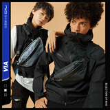 NIID机能小包斜挎包休闲胸包男款单肩包男士包包运动腰包随身包 V1 【套装】曜石黑+卡盒