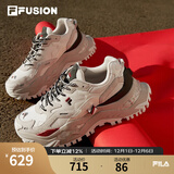 FILA  FUSION斐乐潮牌女鞋经典百搭硬糖鞋厚底老爹鞋时尚运动休闲鞋 微白/甲虫绿-RD 36