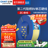 正泰（CHNT）阻燃电线BV2.5/4/6平方单股铜芯电线 电缆线国标电源线家用铜芯线 黄色零线BV6  100米