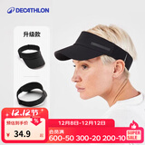 迪卡侬（DECATHLON）空顶帽男女夏天遮阳帽太阳帽鸭舌帽户外运动帽跑步帽子RUNC 新黑色-可调节松紧带款 新空顶帽松紧带（建议头围50-62厘米）