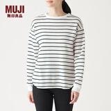 MUJI MUJI 女式 迷你华夫格编织 带罗纹长袖T恤 BBC05A0S 黑色X横条 S
