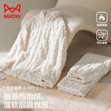 猫人女士睡衣女秋冬季情侣简约珊瑚绒睡衣加绒加厚家居服套装