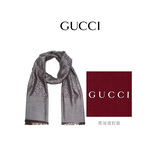 古驰（GUCCI）男女同款经典双G双面印花流苏爆款围巾深灰色 165904 3G646 1264