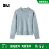 森马（Semir）史努比系列毛衣女冬彩点含羊毛插肩袖绣花圆领套头衫101724107025