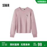 森马（Semir）史努比系列毛衣女冬彩点含羊毛插肩袖绣花圆领套头衫101724107025