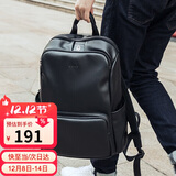 高尔夫（GOLF）双肩包男士软皮商务休闲背包大容量学生书包电脑出差旅行包 黑色