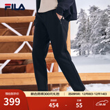 斐乐（FILA）官方男士长裤秋冬季款针织时尚直筒长裤子运动裤简约通勤休闲长裤 【经典款加绒版】正黑色-BK XL 180/88A
