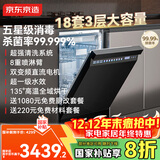京东京造18套洗碗机嵌入式全自动家用大容量超一级水效110℃烘干 独嵌两用消毒一体机