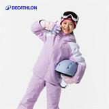 迪卡侬儿童SKI550户外保暖单双板滑雪服紫120 4666098