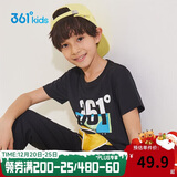 361°童装儿童短袖2025夏季男童短袖t恤男大童夏季短袖上衣 黑 140