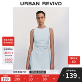 UR2025春季新款女摩登气质褶皱收腰显瘦无袖连衣裙UYY750030 淡蓝 XL