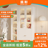 盛耐钢制简约玻璃门书柜客厅多层收纳书架学生防尘置物柜落地储物柜