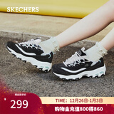 斯凯奇（Skechers）女鞋秋冬小白鞋蕾丝休闲运动熊猫鞋黑色增高厚底老爹鞋11959 黑色/白色/BKW 37 尺码偏小半码，建议选大半码