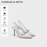 CHARLES&KEITH缎面蝴蝶结尖头高跟凉鞋女生日礼物圣诞礼物送女友CK1-60361556 Light Grey浅灰色 37