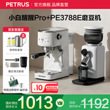 柏翠（petrus）咖啡机意式家用小型小白醒醒Pro复古迷你办公室用全半自动浓缩打奶泡一体机 PE3366Pro  元旦礼物 小白醒醒Pro+PE3788E磨豆机套装