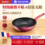 特福（Tefal）平底锅不粘锅炒锅28cm钛无限6倍耐磨红点温控电磁炉通用易洁进口