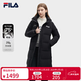 斐乐 斐护科技|斐乐女装长款羽绒服冬季休闲简约连帽保暖羽绒外套 正黑色-BK 180/96A/XXL