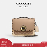 蔻驰（COACH）【礼物】奥莱女士女包经典标志老花铆钉MADISON 19号斜挎包单肩 V5/棕黄色 灰褐色 混合色