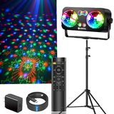 家庭氛围灯KTV舞台专业级跳舞灯遥控变色声控led炫酷派对镭射彩灯 双头激光魔球+充电头+三角支架