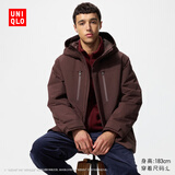 优衣库男装女装高性能复合连帽外套保暖夹克含羽绒智暖衣478277 19 酒红色 L