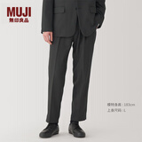 MUJI男式 易打理 弹力 单褶裤 男士长裤子西裤秋季休闲 AE0Y3A4A 深棕色 S (165/72A)