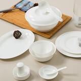 斯凯绨（Sky Top）碗盘碟陶瓷餐具套装骨瓷纯白8人份北欧风家用乔迁礼盒包装38头