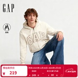 GAP男女装2025秋季新款LOGO仿羊羔绒宽松连帽衫卫衣美版 米色 S 美码  M亚洲码175/92A