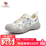 骆驼（CAMEL）溯溪鞋男撞色拼接绑带户外鞋 L14S469663 米白/灰/深蓝(男款) 40