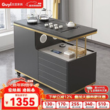 古宜 移动茶桌家用小户型火烧石茶台功夫茶几北欧多功能茶几阳台茶车 可移动茶几桌【深色款】 整装