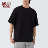 MUJI MUJI  男式凉感双层编织宽版T恤短袖打底衫男装夏季AB07CC4S 黑色 S 165/84A