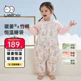 威尔贝鲁（WELLBER）恒温睡袋婴幼儿1-3岁竹棉睡衣秋冬儿童宝宝防踢被子加厚棉 绮梦L
