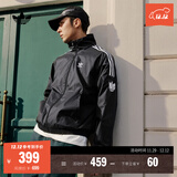 adidas休闲简约三条纹梭织立领夹克外套男装秋季阿迪达斯三叶草   黑色（推荐选大一码）   2XL