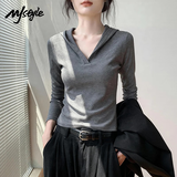 MJ STYLEV领连帽打底衫女2026秋冬季新款韩版修身显瘦磨毛保暖针织衫上衣