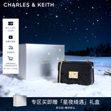 CHARLES&KEITH拼接菱格链条单肩斜挎小方包包女包生日礼物圣诞礼物CK2-80701360 CK2-80701360Black黑色 S