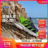 Skechers斯凯奇儿童包头凉鞋男童鞋夏季轻质防滑女大童大头沙滩鞋302969L 海军蓝色/柠檬色/NVLM 30