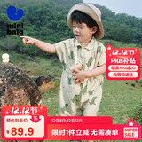 迷你巴拉男童宝宝连体衣夏季萌趣时尚酷帅工装风爬服