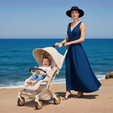 宝宝好Z5香槟金Plus轻便婴儿车可坐可躺四轮减震0-5岁婴儿推车高档推车