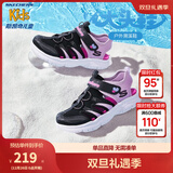 Skechers斯凯奇儿童包头凉鞋男童鞋夏季轻质防滑女大童大头沙滩鞋302969L 女童/黑色/薰衣草色/BKLV 36