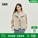 森马（Semir）外套女秋季花苞拼接格子宽松立领2025风文艺通勤夹克10A525108004